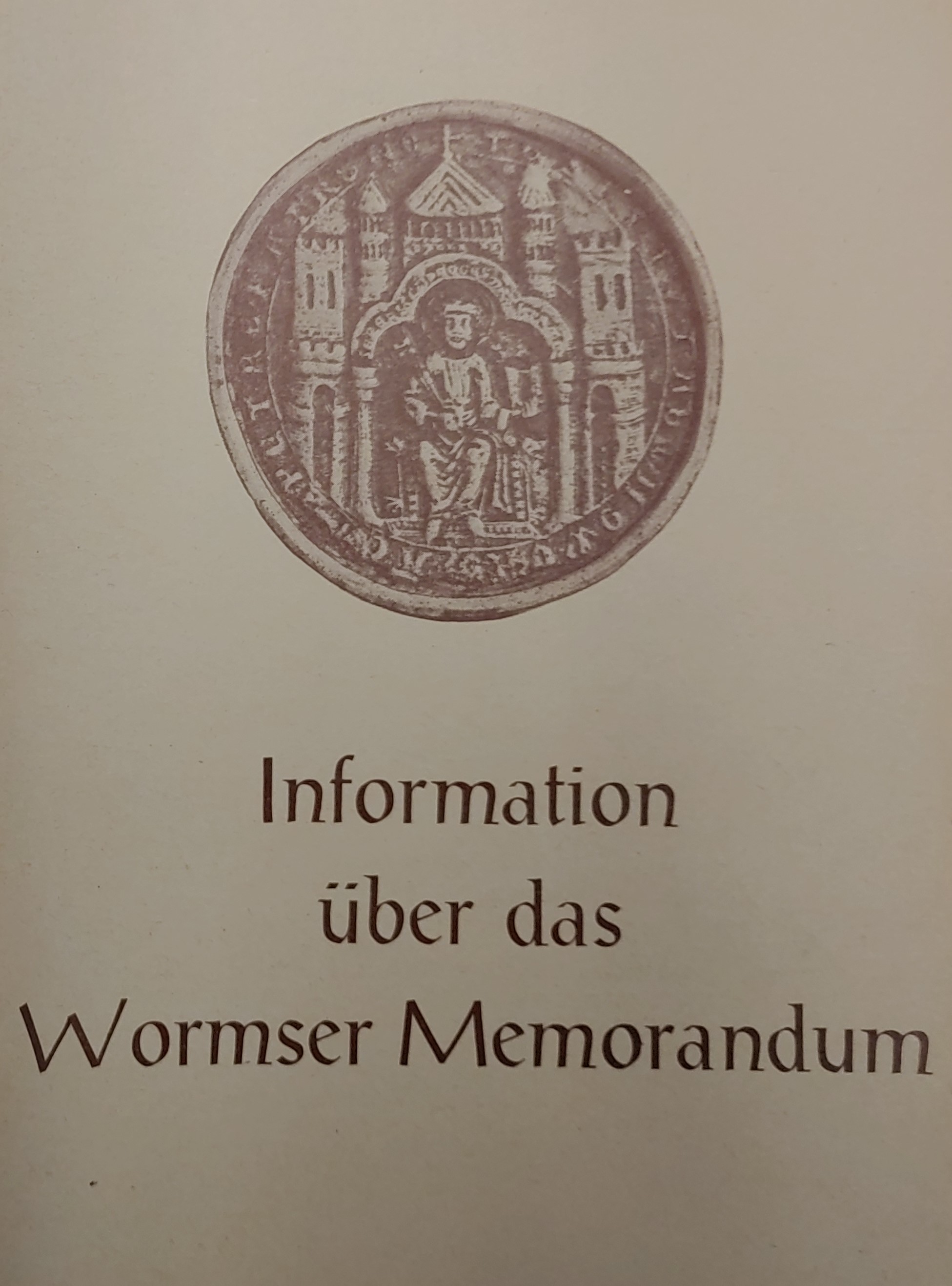 Titelseite eines Informationsblattes zum Wormser Memorandum von 1971